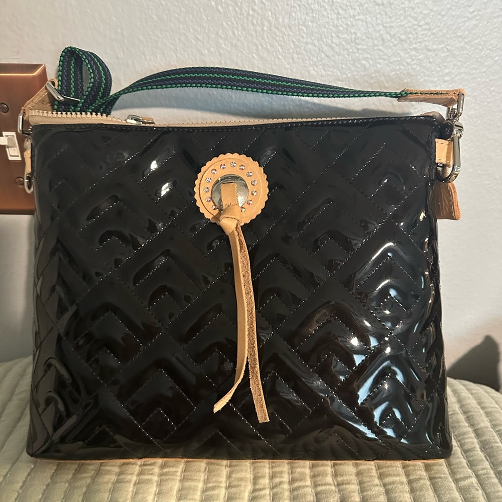 Inked Downtown Crossbody Consuela Black Patent Leather Shoulder Bag
